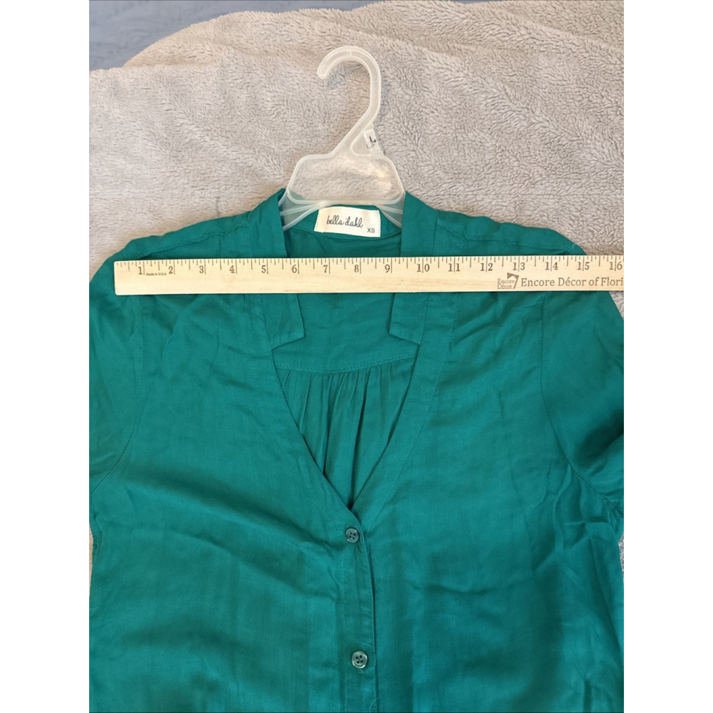 Bella Dahl XS Women’s Green Rayon Button Down Top Soft Flowy - Picture 6 of 7